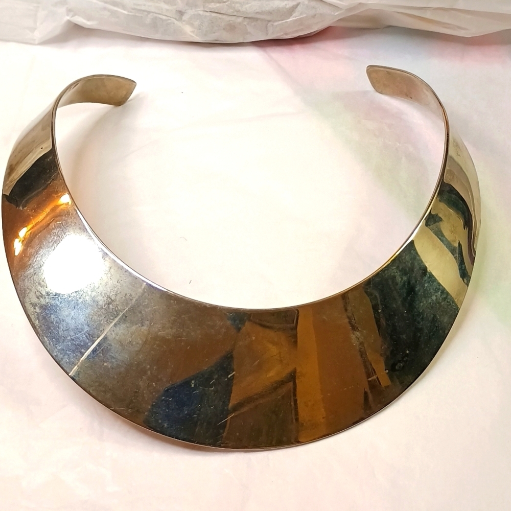 Sterling silver plated bib collar vintage necklace